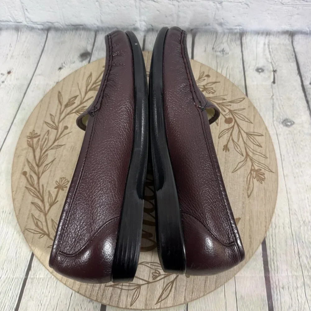 SAS Womens 10 M Burgundy Leather Loafers Tripad Comfort Made in USA Shoes